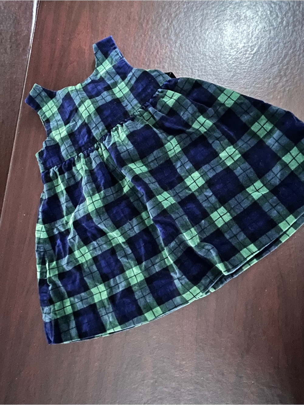 Talbots Green and Navy Plaid Sleeveless Cotton Dress